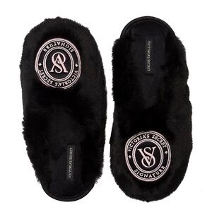 Victoria's Secret Signature Black and Pink Slippers